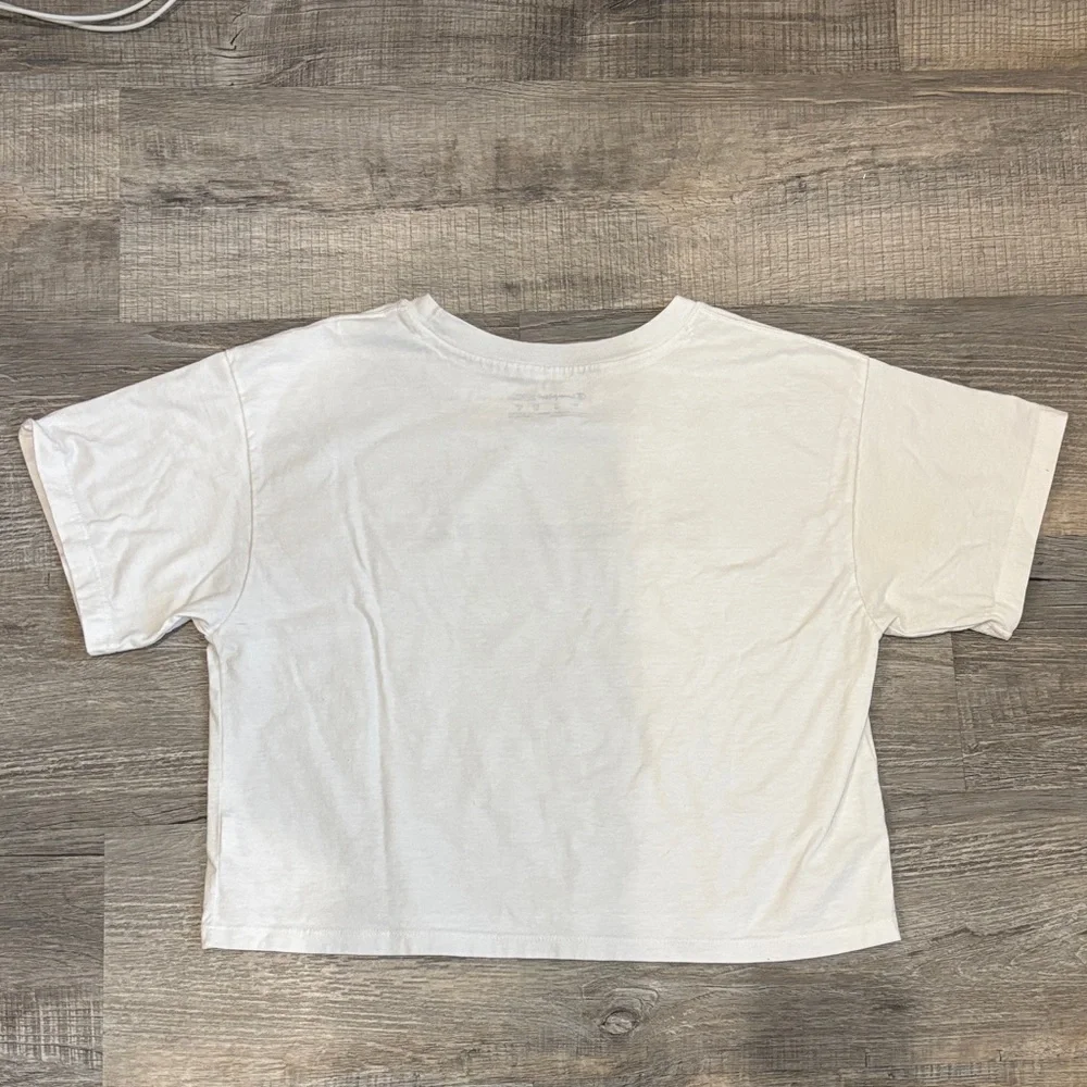 Champion White Crop Top with Blue Logo - Picture 5 of 6